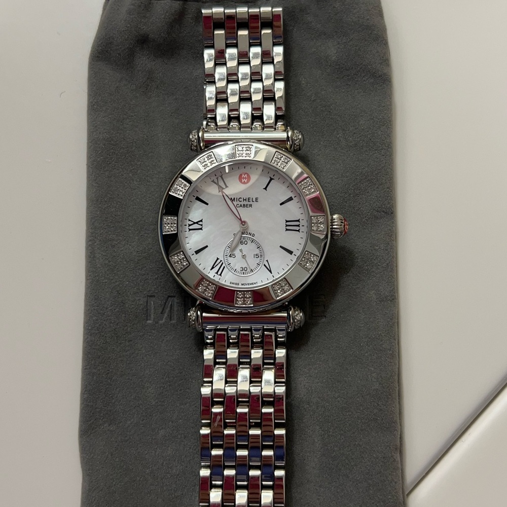 Michele Caber Diamond MOP Stainless Steel Watch